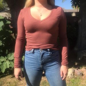 Cute v neck long sleeve shirt